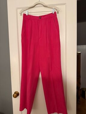 Reformation Coral-Pink High-Rise Wide Leg Pants